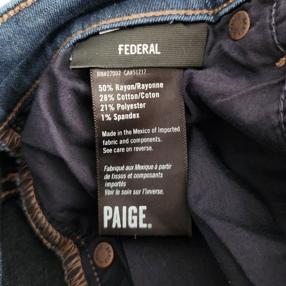 Paige Blue Federal Slim Straight Leg Denim Jeans Men's Size 30 Casual Basic - Picture 9 of 11